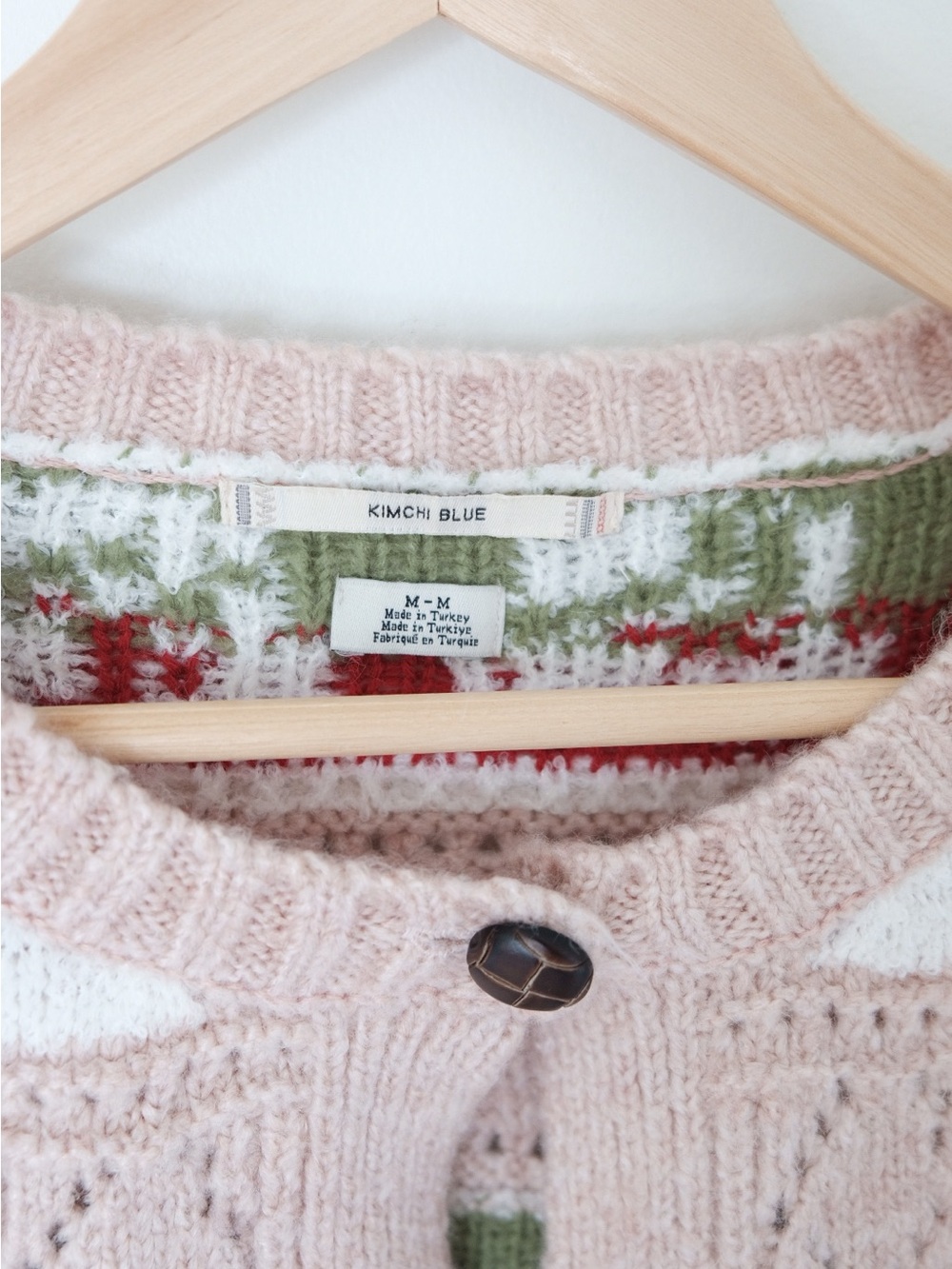 Urban outfitters kimchi blue Women’s Pink Cherry Pattern Cardigan Sweater size m - Picture 2 of 9